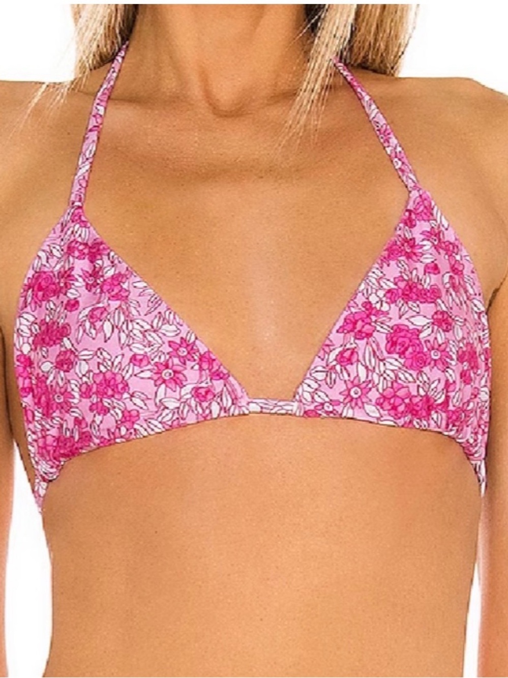 FRANKIES BIKINIS | Tia Shine Bikini Top in Rose Bouquet Women’s Size Medium